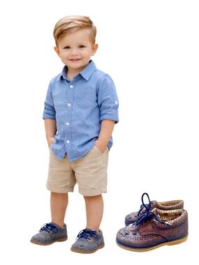 Stylish Kids Shoes in Blue Suede Leather size 6.5 us